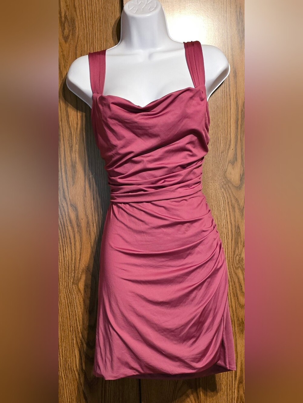 Lucy in the Sky Rose Pink Draped Cowl Backless Mini Dress